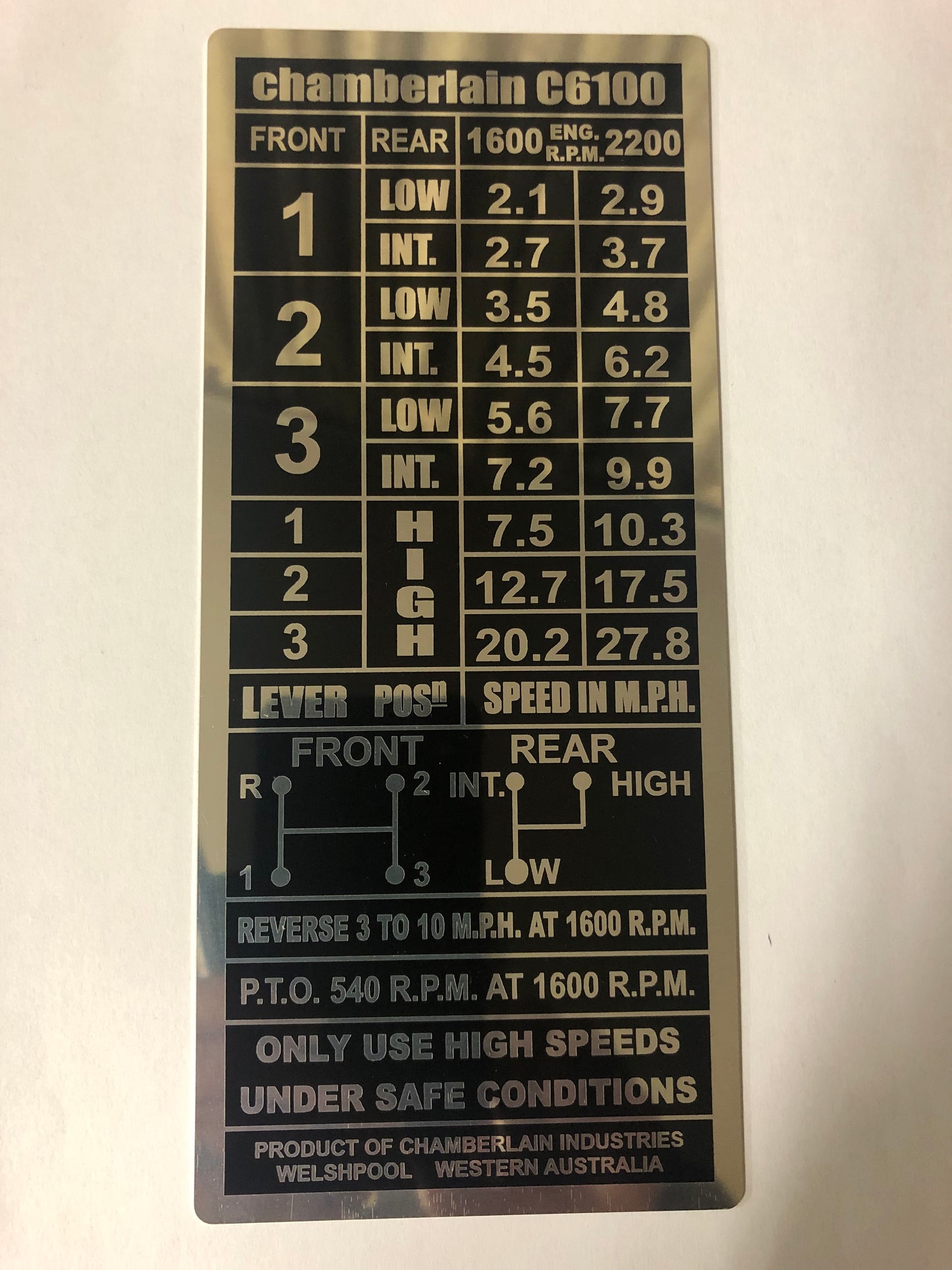 Chamberlain C6100 (Nameplate)