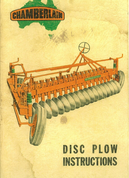 Chamberlain Disc Plow Instructions  (Manual)