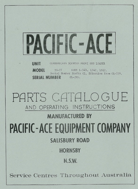 Chamberlain Mounted Front End Loader (Pacific-Ace) (Manual)