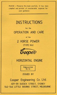 Cooper Type KA 2HP Horizontal Engine (Manual)
