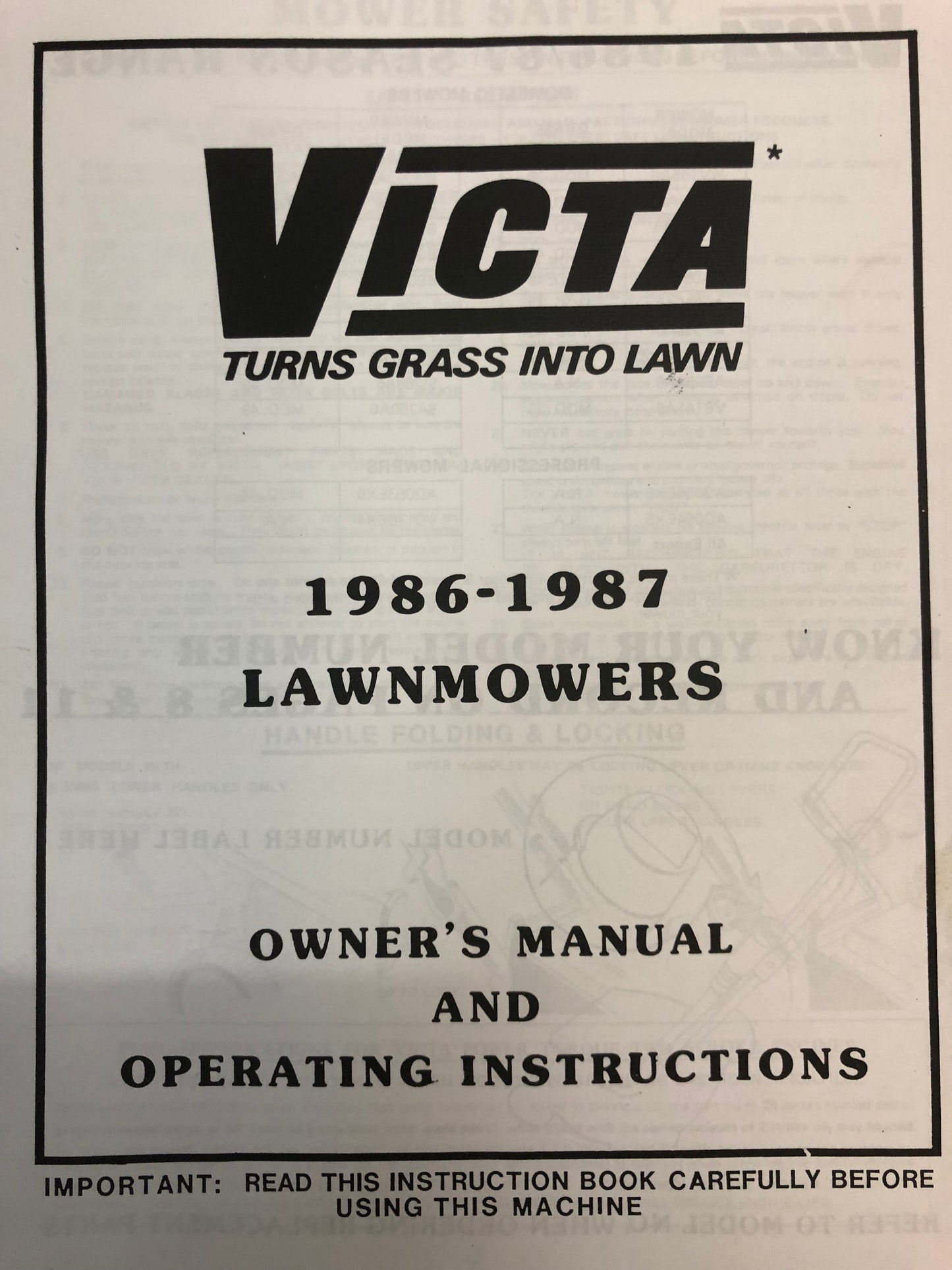 Victa 1986 - 1987 Lawnmowers