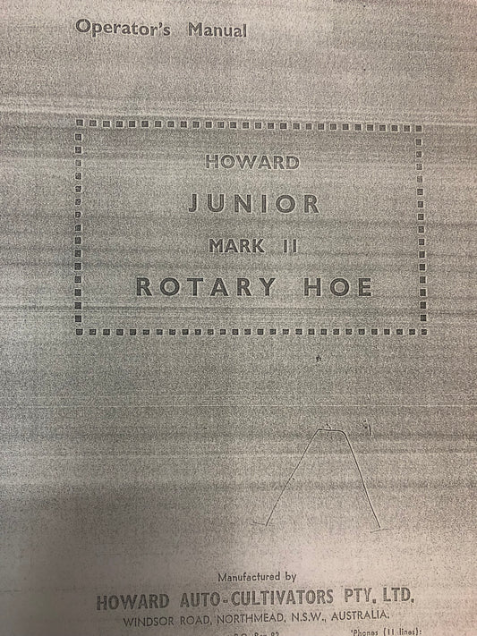 Howard Junior Rotary Hoe Mark 2 Operators (Mamual)