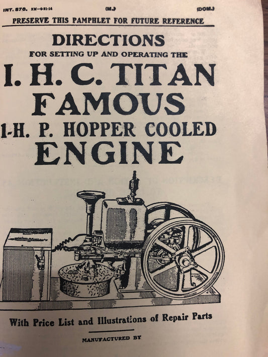 IHC Titan/Famous 1 HP (Manual)