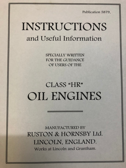 Ruston-Hornsby Class HR Publication #5879 (Manual)