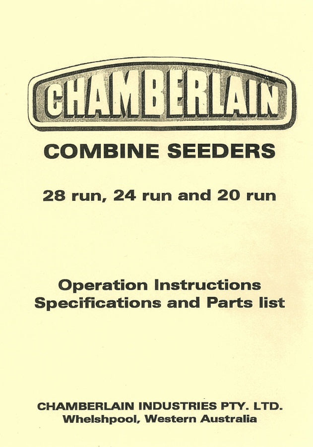 Chamberlain Combine Seeders - 28, 24 & 20 Run Operators/Parts - (Manual)