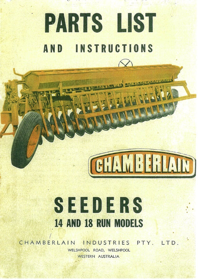 Chamberlain Seeders 14 & 18 Run Models - Parts List & Instructions (Manual)