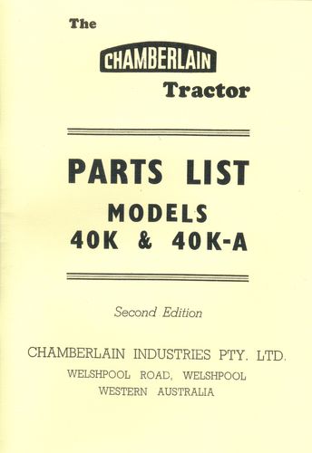 Chamberlain 40K & 40KA Tractor Parts List (Manual)