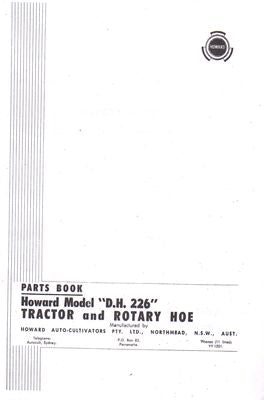 Howard DH226 Tractor and Rotary Hoe Parts Book (Manual)