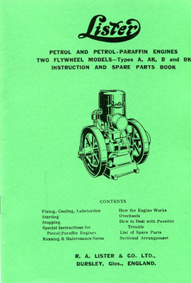 Lister A, AK, B & BK Two Flywheel Models (Manual)