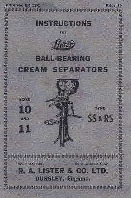 Lister Ball Bearing Cream Separators Sizes 10 & 11 (Manual)