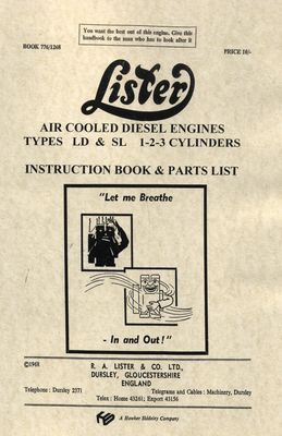 Lister Types LD & SL 1-2-3 Cylinders Air Cooled Diesel Engines (Manual)