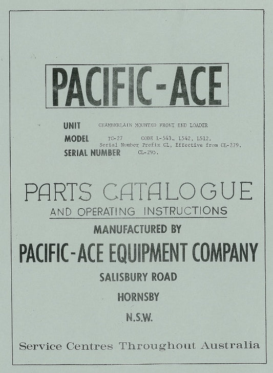 Chamberlain Mounted Front End Loader (Pacific-Ace) (Manual)