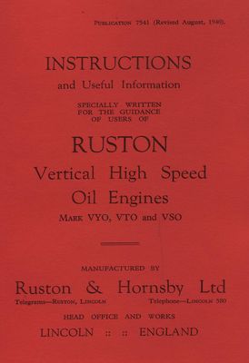 Ruston Mark VYO, VTO & VSO (Manual)