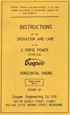 Cooper Type KA 2HP Horizontal Engine (Manual)