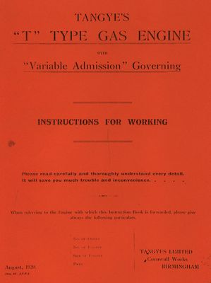 Tangye's Type T Gas Engine with Variable Admission Governing (Manual)
