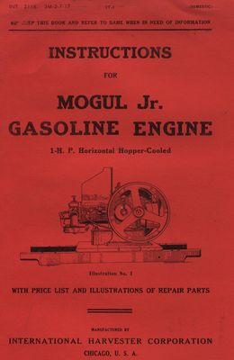 IHC Mogul Jr 1HP Horizontal Hopper Cooled Gasoline Engine (Manual)