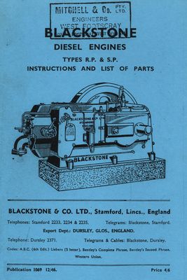Blackstone Diesel Engines Types RP and SP (Manual)