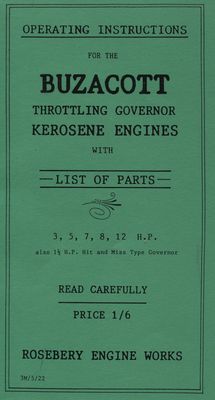 Buzacott Engines  3, 5, 7, 8, 12 - Throttling - 1 .5 HP Hit and Miss (Manual)