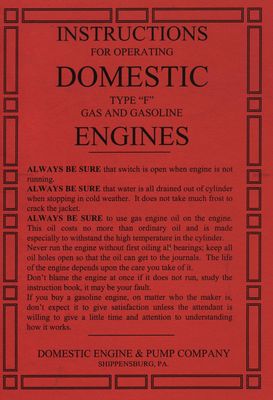 Domestic Type F Gas & Gasoline Engines (Manual)