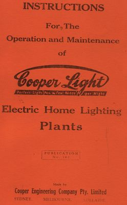 Cooper Light  Electric Home Lighting Plants (Manual)