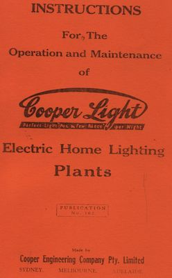 Cooper Light Electric Home Lighting Plants (Manual)