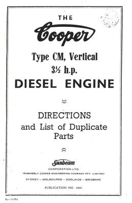 Cooper Type CM Vertical 3 1/2HP Diesel Engine (Manual)