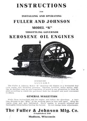 Fuller & Johnson Model K Kerosene Oil Engines  Throttling Governor (Manual)