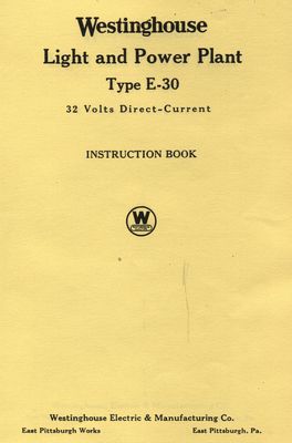 Westinghouse Light & Power Plant Type E-30 (Manual)