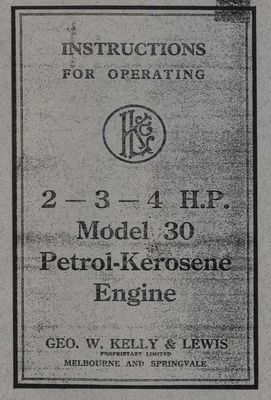 Kelly & Lewis 2, 3 & 4HP Model 30 Petrol/Kero Engine (Manual)