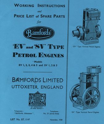 Bamfords EV and SV Types Petrol Engines (Manual)