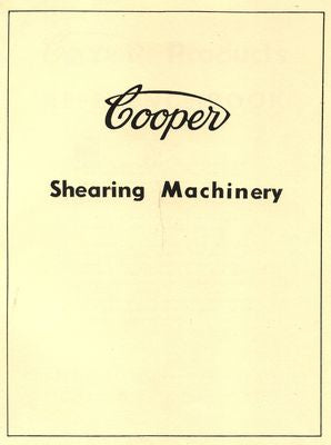 Cooper Shearing Machinery (Manual)