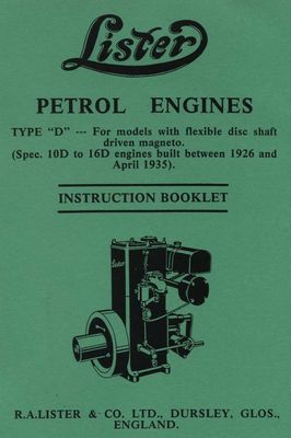 Lister D Petrol Engines Shaft Driven Magento 1926-35 (Manual)