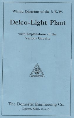 Delco-Light Plant 3/4 K.W. Wiring Diagrams (Manual)