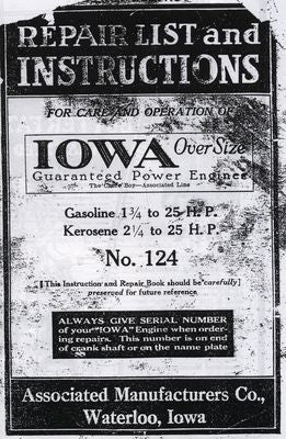 Iowa Gasoline 1 3/4 to 25HP  Kero 2 1/4 to 25HP (Manual)