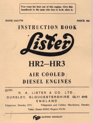 Lister HR2 - HR3 Air Cooled Diesel Engines (Manual)