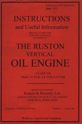 Ruston Mark 3-6 VCB, 4-8 VEB, 6-8 VGB Oil Engine (Manual)