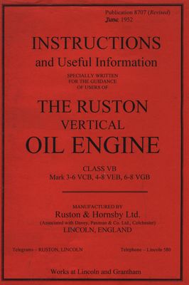 Ruston Mark 3-6 VCB, 4-8 VEB, 6-8 VGB Oil Engine (Manual)