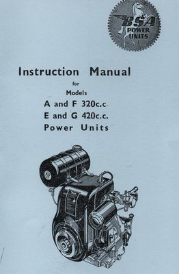 BSA Power Units Models A & F 320cc, E & G 420cc (Manual)