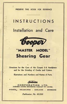 Cooper "Master Model" Shearing Gear (Manual)