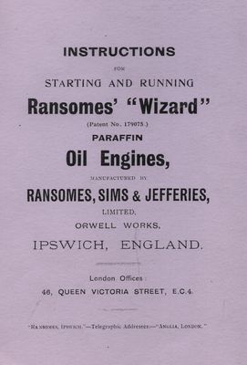 Ransomes' "Wizard" Oil Engines (Manual)