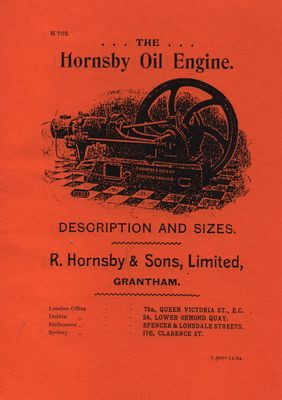 Hornsby Oil Engine Description and Sizes (Manual)