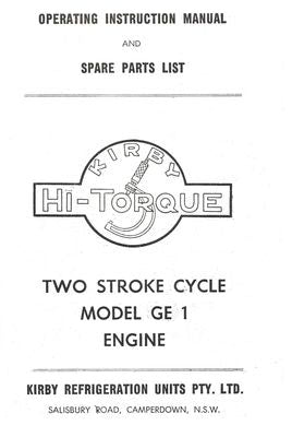 Kirby Two Stroke Cycle Model GE 1 Engine (Manual)