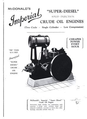 McDonald Super Diesel Type PB 9/11HP & Type VB 15/17 HP Crude Oil Engines - Leaflet (Manual)