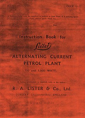 Lister Alternating Current Petrol Plant 750 & 1000W (Manual)