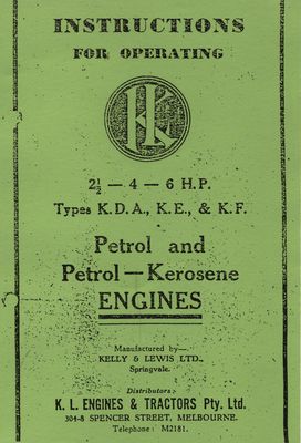 Kelly & Lewis 2.5, 4 & 6HP Petrol & Petrol-Kero Engines (Manual)