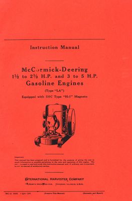 McCormick-Deering 1.5-2.5 & 3-5HP Type LA Gasoline Engines (Manual)