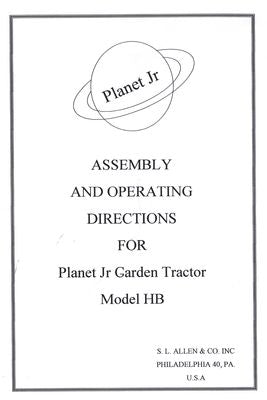 Planet Jr. Garden Tractor Model HB (Manual)