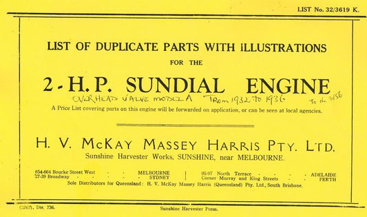 Sundial 2HP Type A Engine -Parts (Manual)