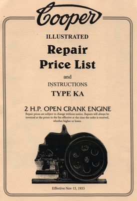 Cooper Type KA 2HP Open Crank Engine (Manual)