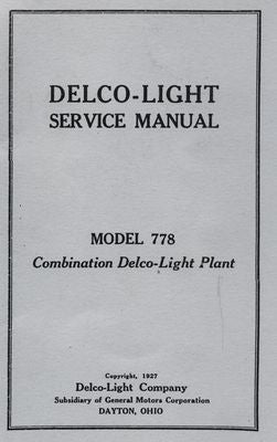 Delco-Light Service Manual Model 778 (Manual)